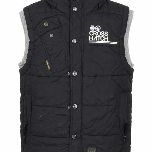 Cross Hatch Men's Black Small Puffer Gilet with Logo Accents