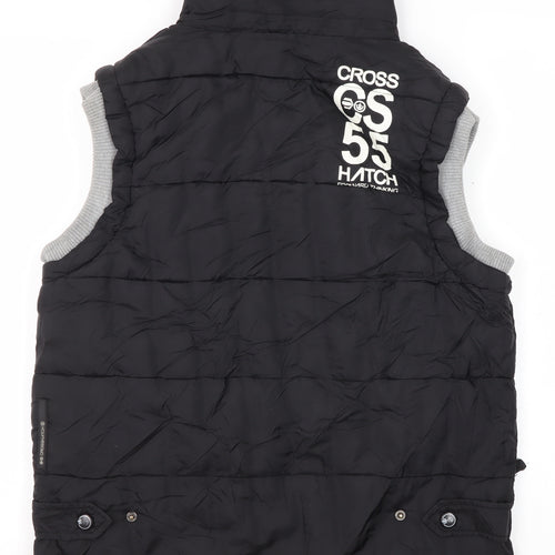 Cross Hatch Men's Black Small Puffer Gilet with Logo Accents