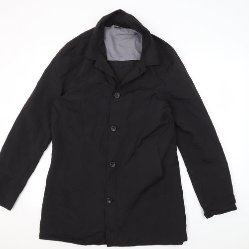 Fluid Men's Black Mid-Length Nylon Coat, Size S