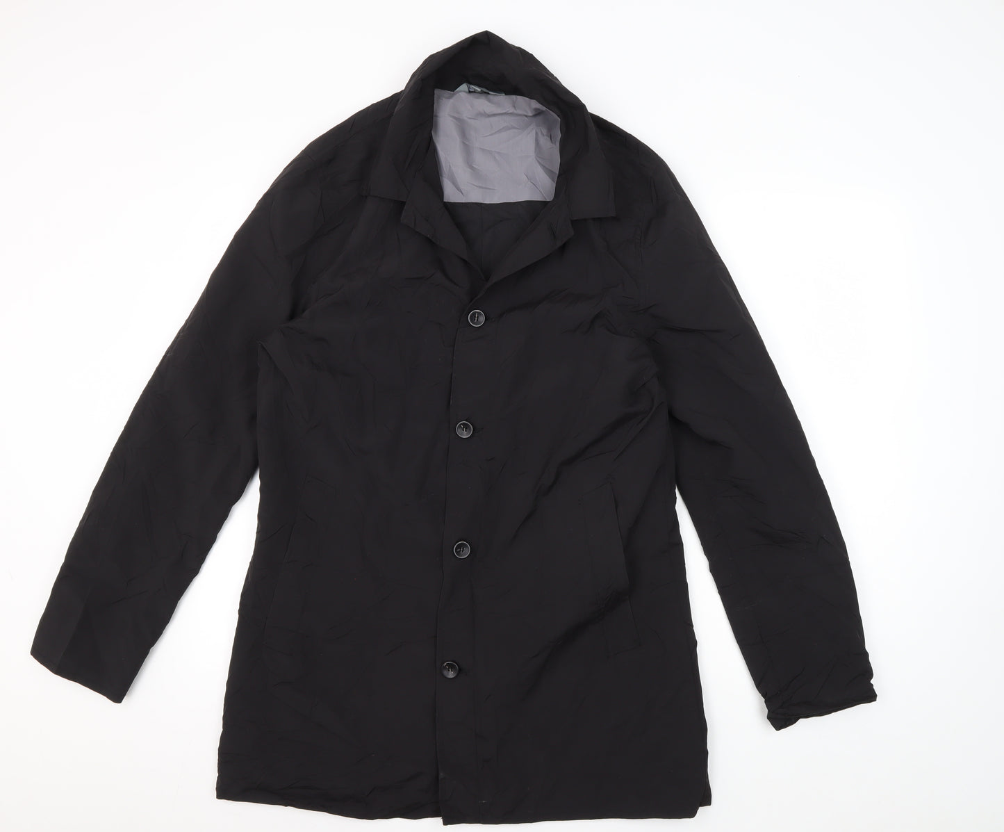 Fluid Men's Black Mid-Length Nylon Coat, Size S