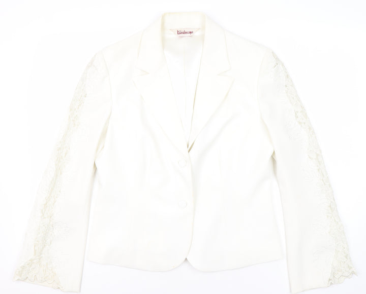Kaleidoscope Women's White Blazer UK 14 Regular