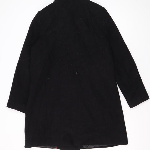 MNG Women's Black Wool Blend Pea Coat Size 8, Buttoned