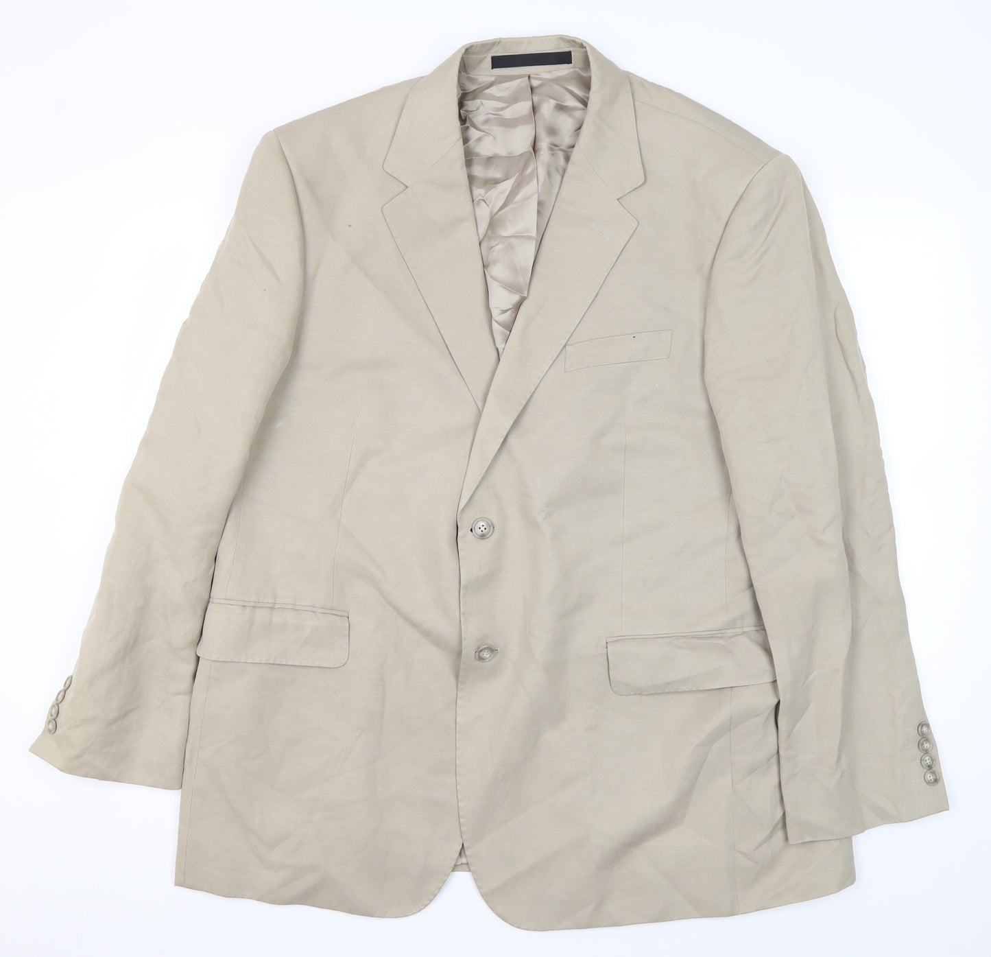 Marks and Spencer Beige Blazer Medium Silk-Linen 46R