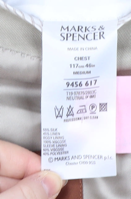 Marks and Spencer Beige Blazer Medium Silk-Linen 46R