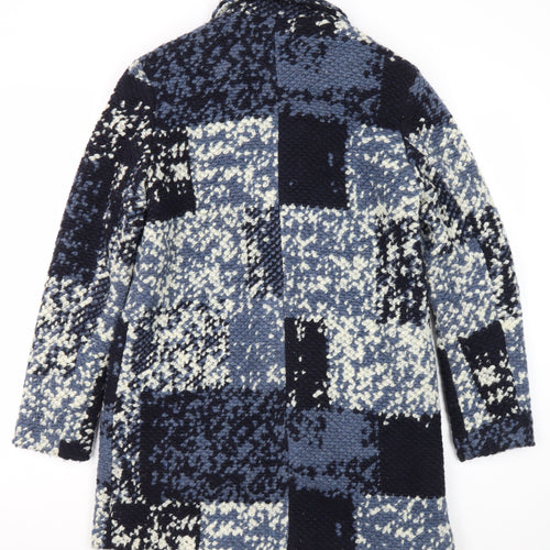 Next Women's Blue Check Mid-Length Overcoat Size 10