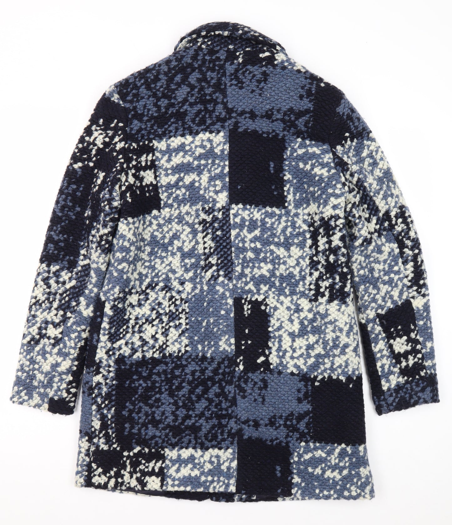 Next Women's Blue Check Mid-Length Overcoat Size 10