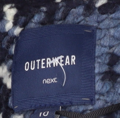 Next Women's Blue Check Mid-Length Overcoat Size 10