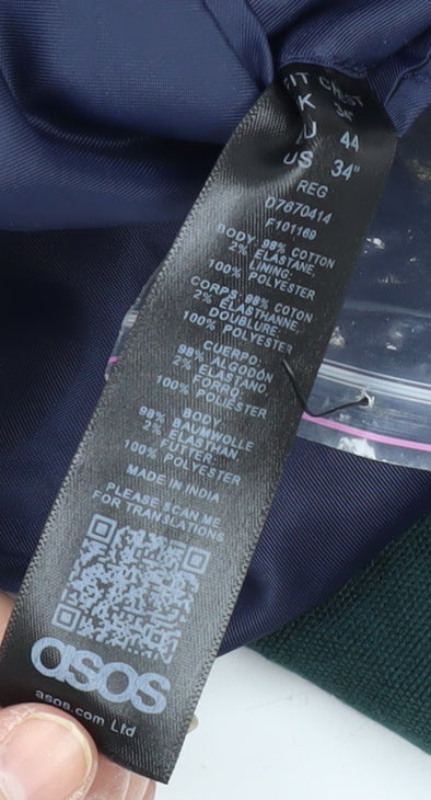 ASOS Men's Green Blazer, Size 34, Regular Fit