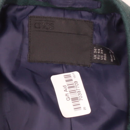 ASOS Men's Green Blazer, Size 34, Regular Fit