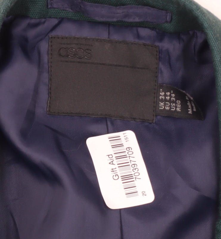 ASOS Men's Green Blazer, Size 34, Regular Fit