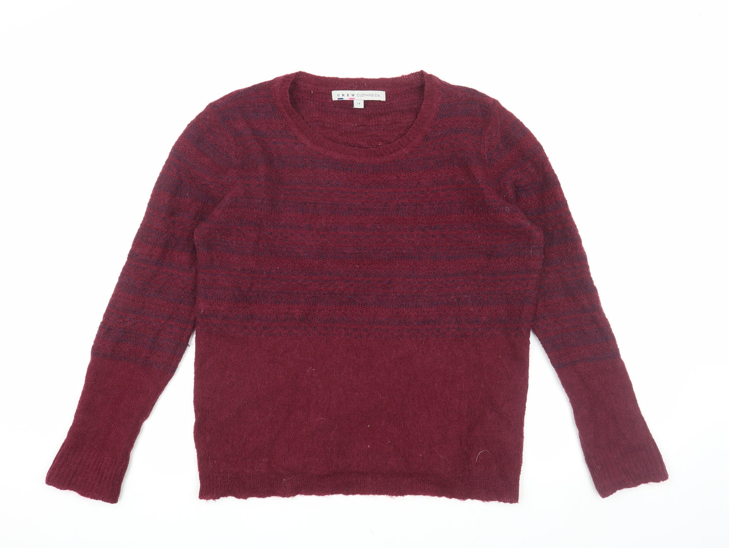 Crew Clothing Co. Womens Red Striped Pullover Jumper Size 14