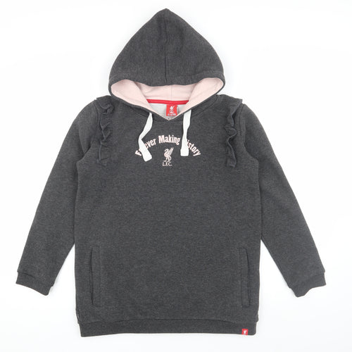 LFC Girls Grey Hoodie, 11-12 Years, Ruffle Logo Pullover