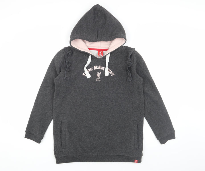 LFC Girls Grey Hoodie, 11-12 Years, Ruffle Logo Pullover