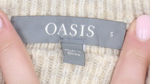 Oasis Women's Beige Small Knit Pullover Jumper