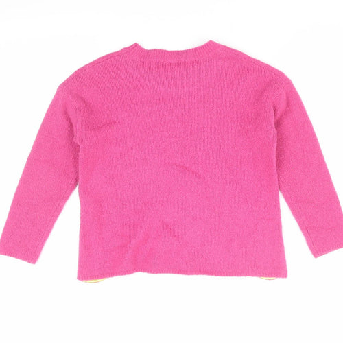 Benetton Girls Pink Acrylic Pullover Jumper XS