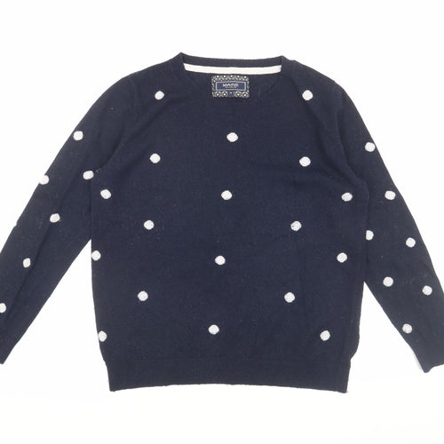 Maine Navy Polka Dot Wool Blend Women's Jumper Size 14