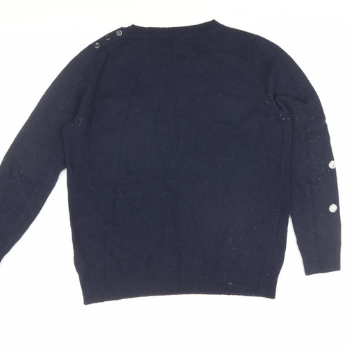 Maine Navy Polka Dot Wool Blend Women's Jumper Size 14