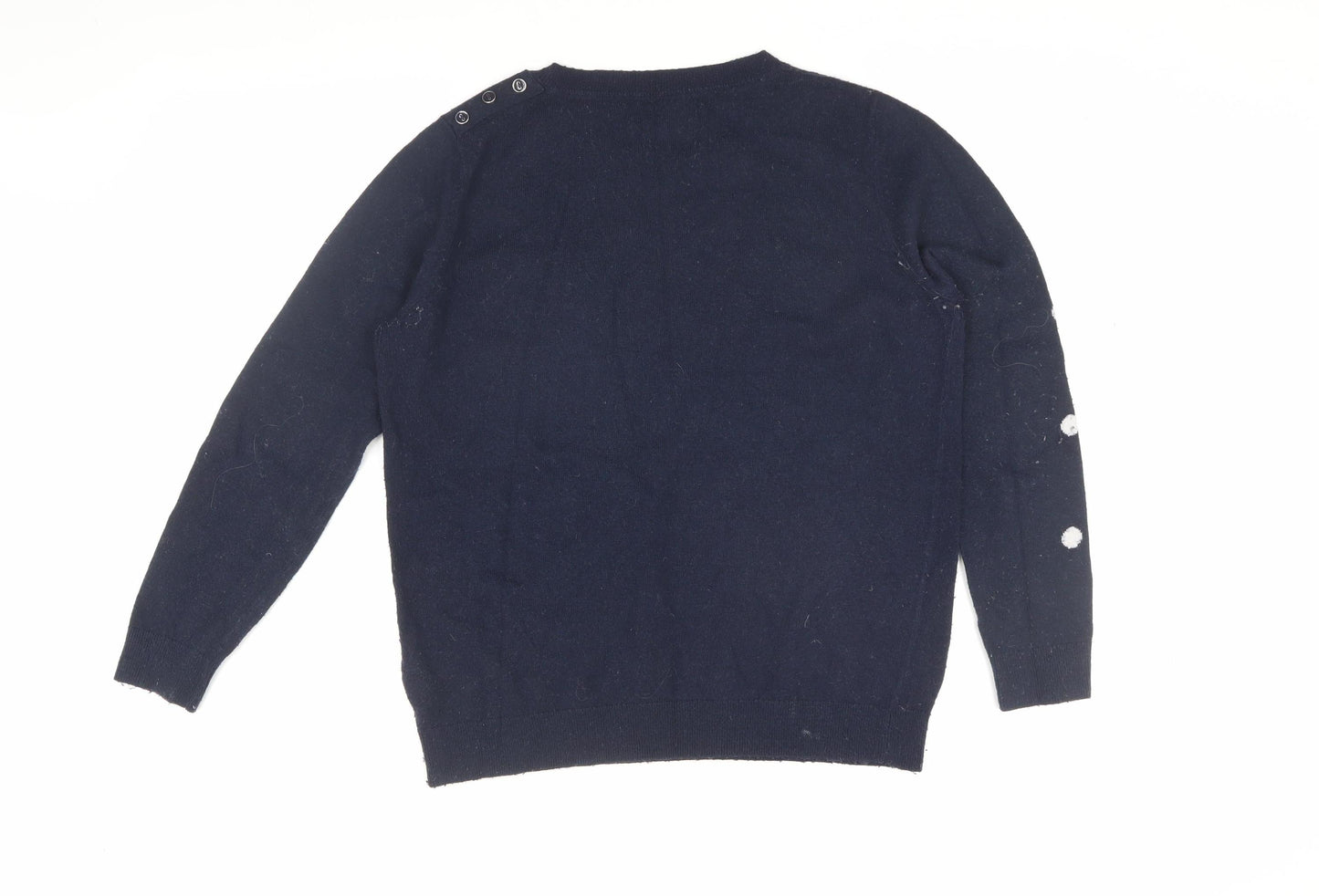 Maine Navy Polka Dot Wool Blend Women's Jumper Size 14