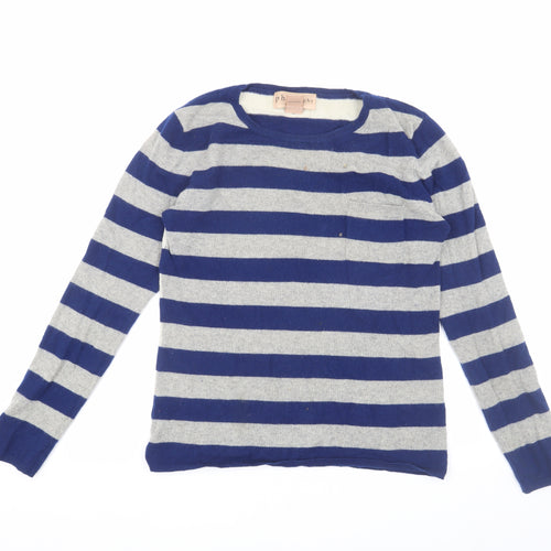 Philosophy Women's Blue Striped Cashmere Jumper M