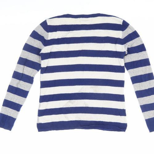 Philosophy Women's Blue Striped Cashmere Jumper M