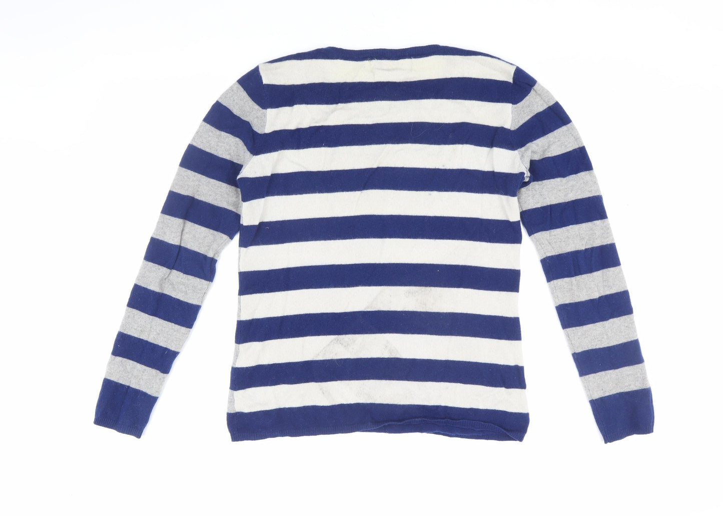 Philosophy Women's Blue Striped Cashmere Jumper M