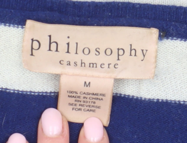 Philosophy Women's Blue Striped Cashmere Jumper M