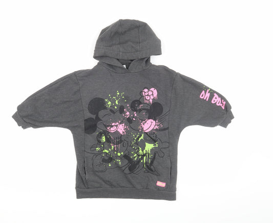 Front view of Disney at Next Grey Mickey Mouse girls’ hoodie, size 5