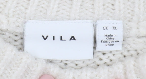 VILA Women's Multicolour Cable Knit Jumper, Size L