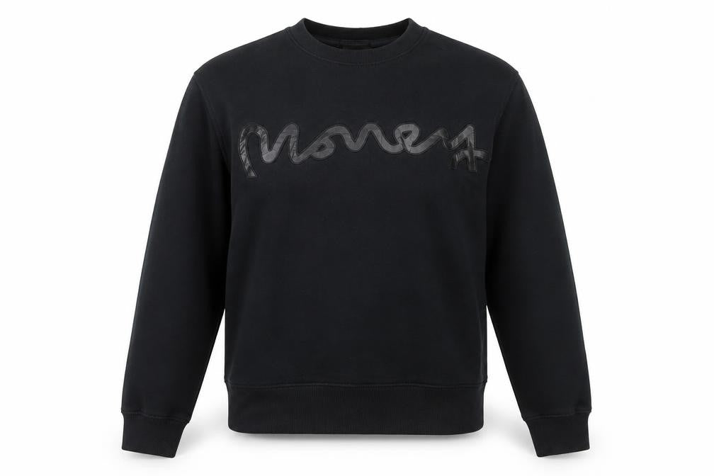 Front view of Money Women's Black XS Pullover Sweatshirt