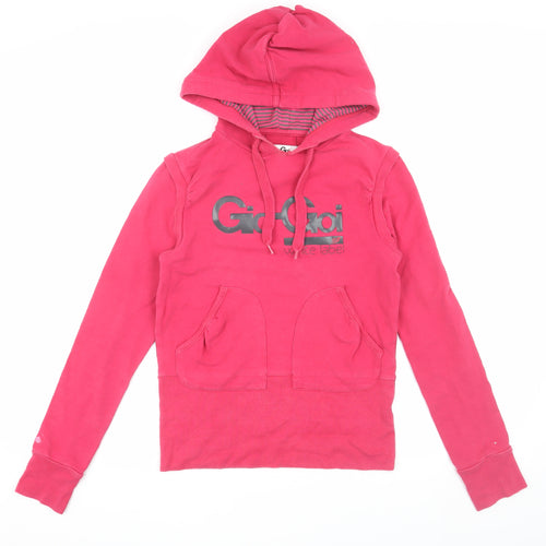 Gio Goi Women's Pink Logo Hoodie, Size S Pullover