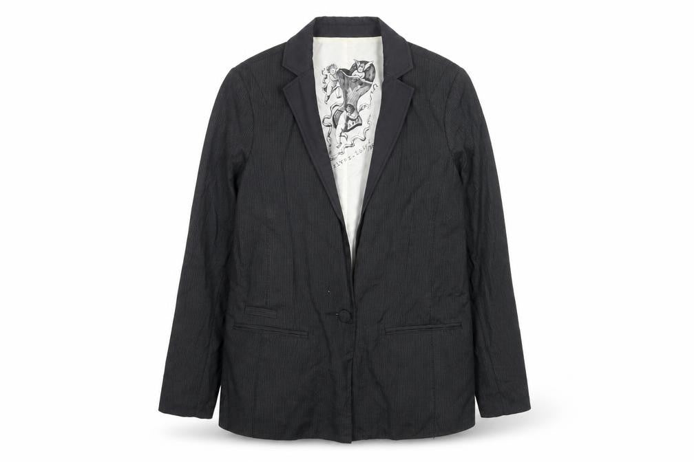 Front view of River Island Women's Black Pinstripe Blazer, size 10