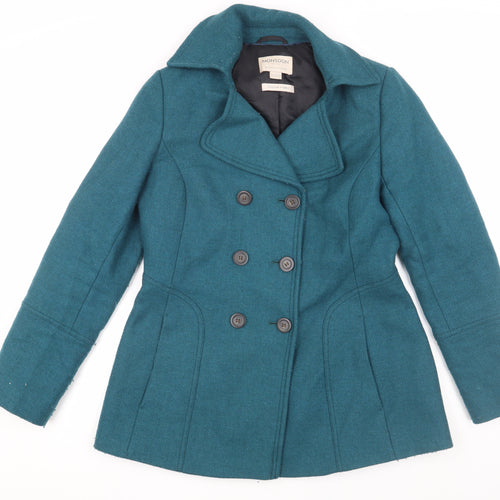 Monsoon Women's Blue Pea Coat Size 12 - Elegant Winter Style