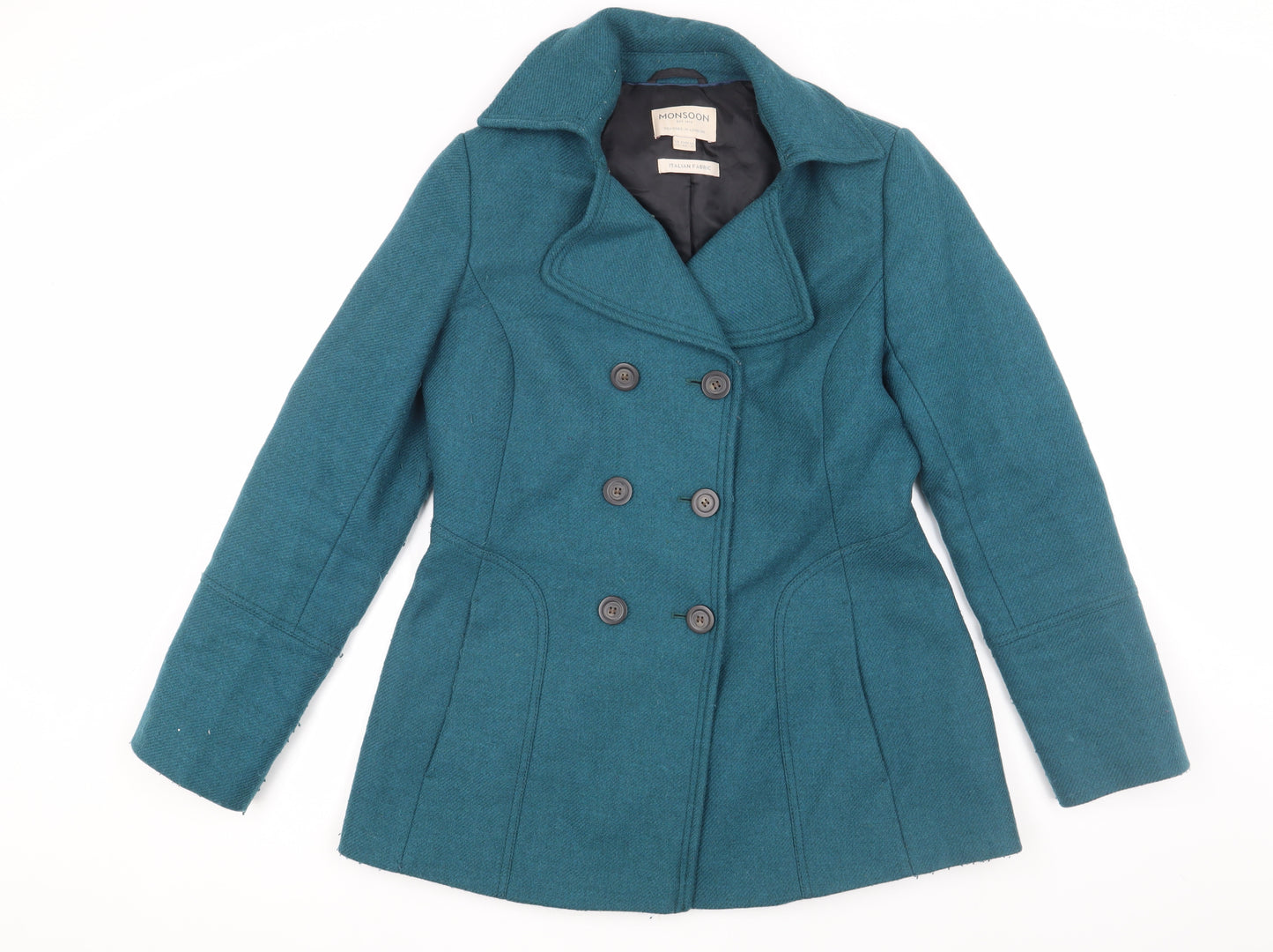 Monsoon Women's Blue Pea Coat Size 12 - Elegant Winter Style