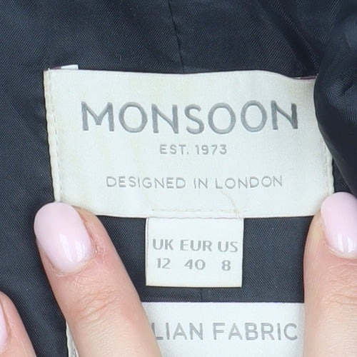 Monsoon Women's Blue Pea Coat Size 12 - Elegant Winter Style