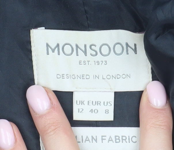 Monsoon Women's Blue Pea Coat Size 12 - Elegant Winter Style
