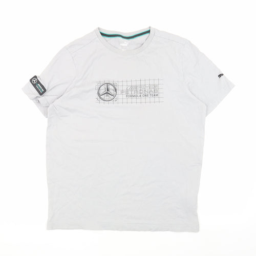 Puma Men's Grey M T-Shirt, Sports Theme with Logo