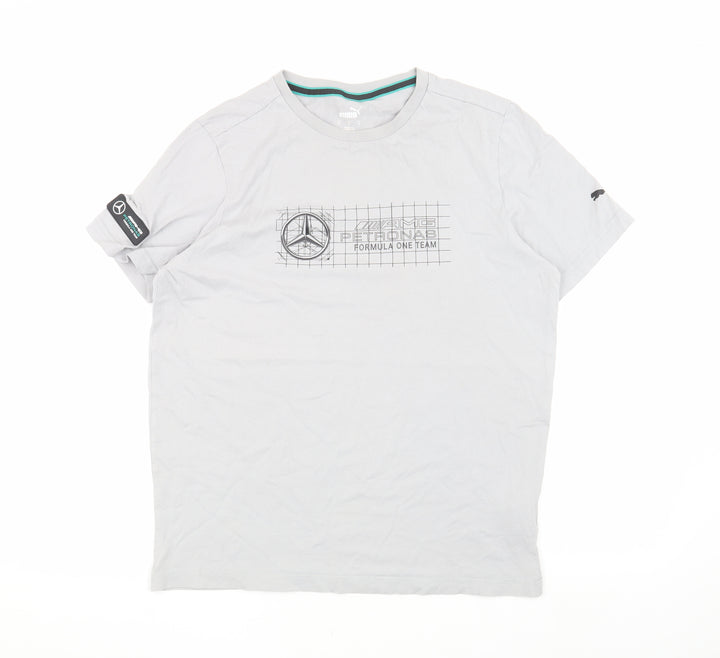 Puma Men's Grey M T-Shirt, Sports Theme with Logo
