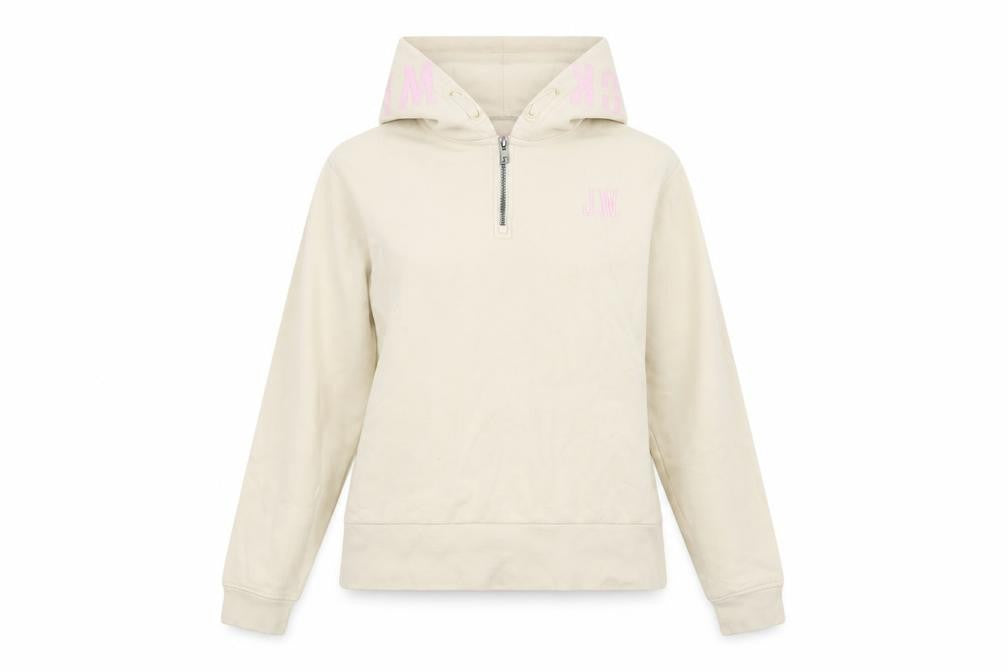 Front view of Jack Wills Teen Beige Logo Pullover Hoodie, size 16