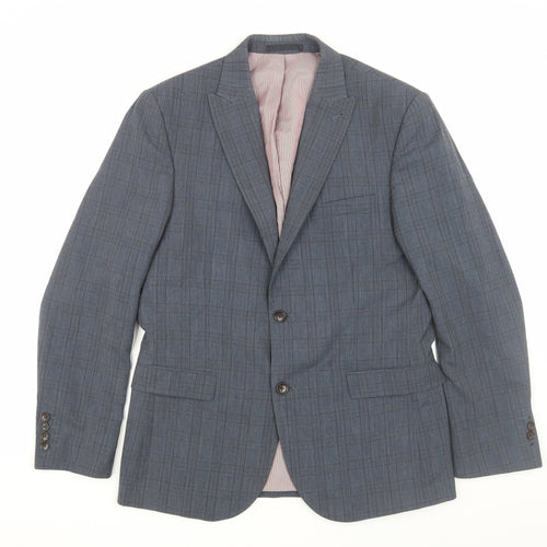 Next Men's Blue Checked Blazer Size 40S Casual