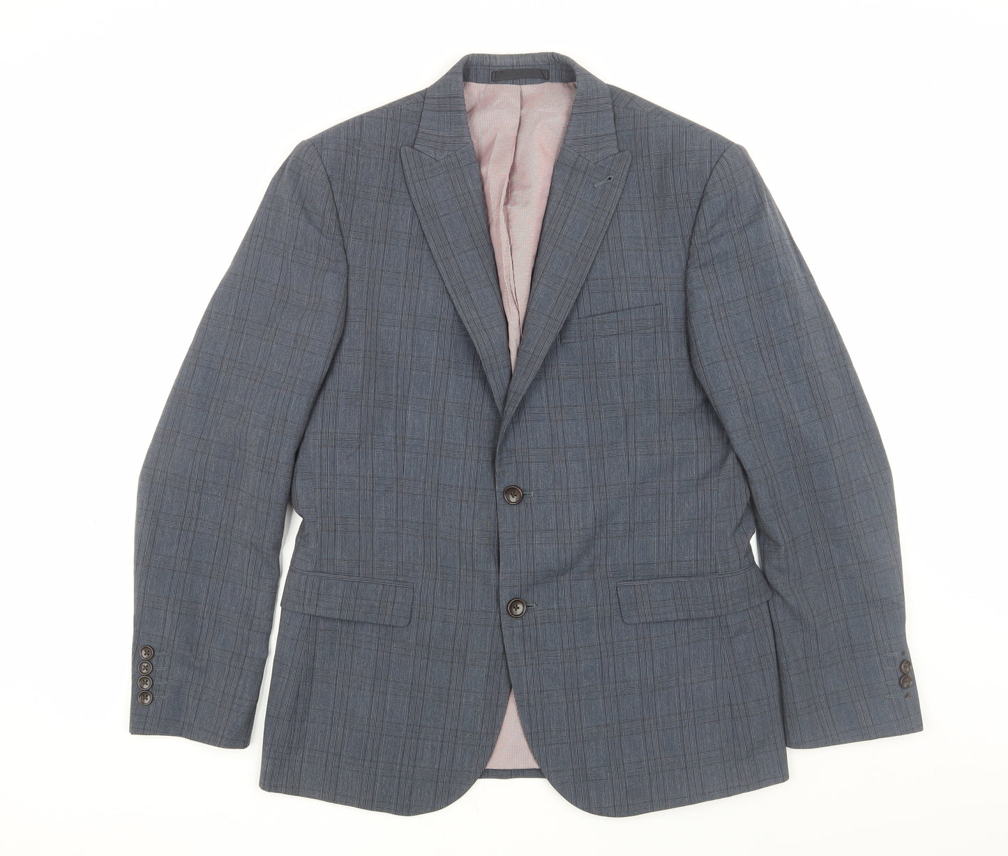 Next Men's Blue Checked Blazer Size 40S Casual