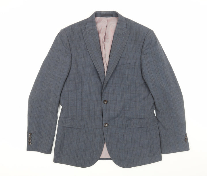 Next Men's Blue Checked Blazer Size 40S Casual
