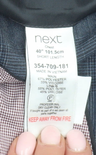 Next Men's Blue Checked Blazer Size 40S Casual