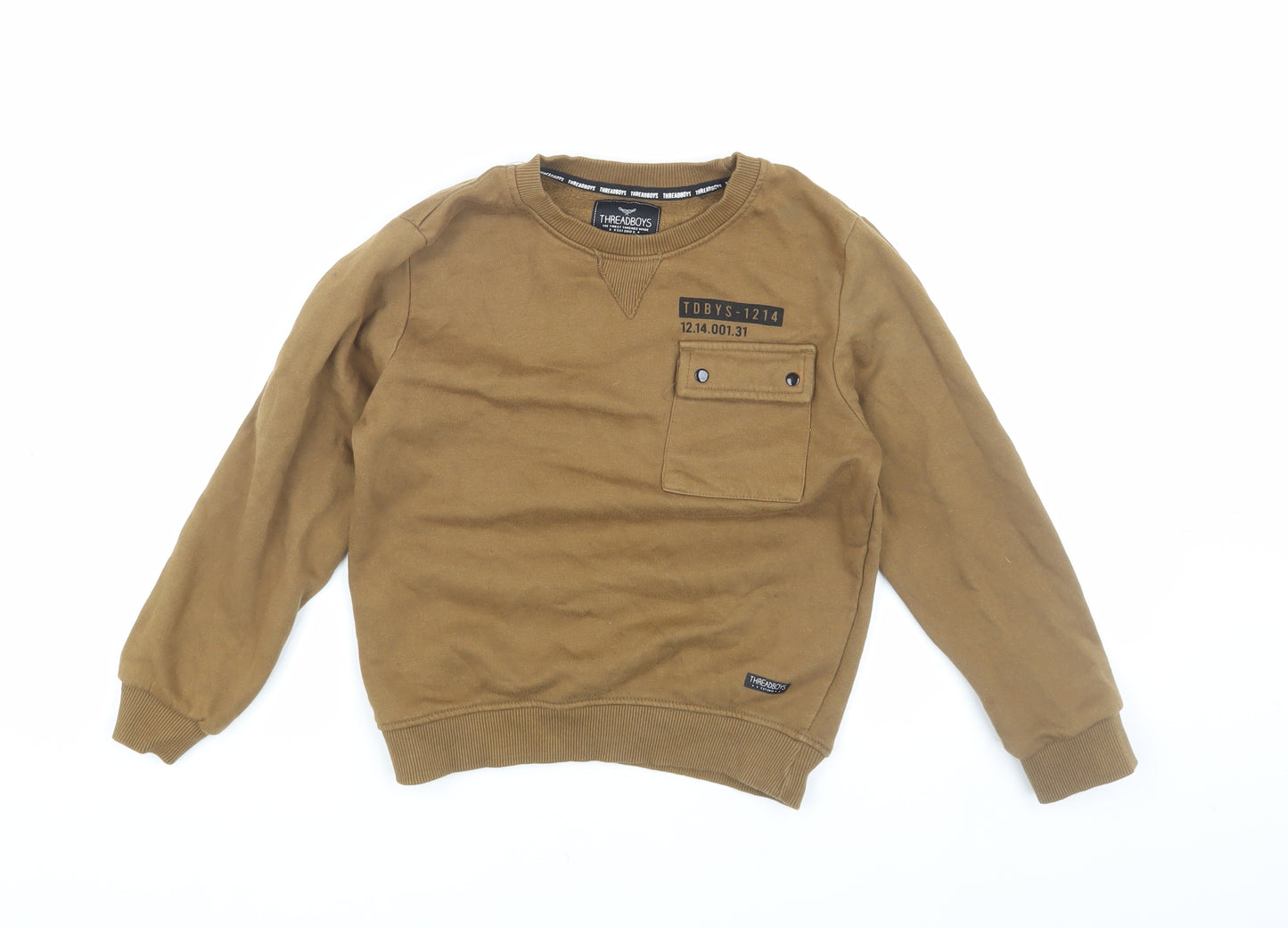 Threadboys Boys Brown Sweater 7-8 Years Crew Neck Pullover