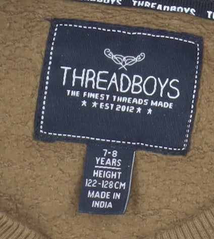 Threadboys Boys Brown Sweater 7-8 Years Crew Neck Pullover