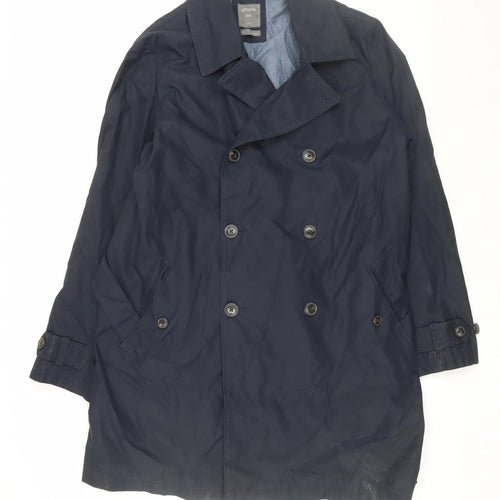 Gap Men's Blue Trench Coat, Size L, Casual Cotton Blend