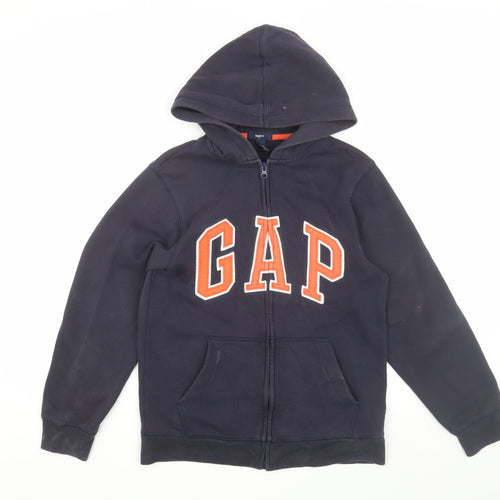 GAP Boys Black Full Zip Logo Hoodie, 13 Years, Casual Essential