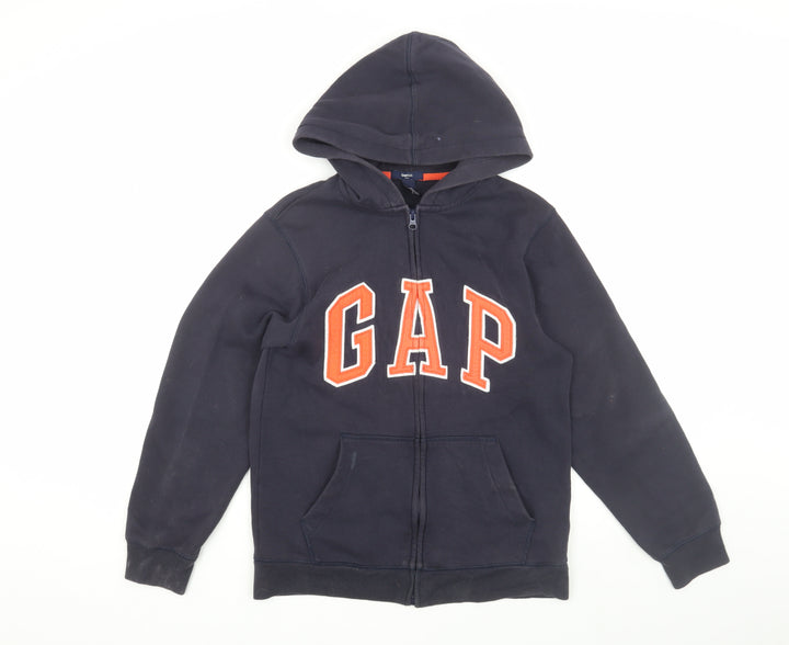 GAP Boys Black Full Zip Logo Hoodie, 13 Years, Casual Essential