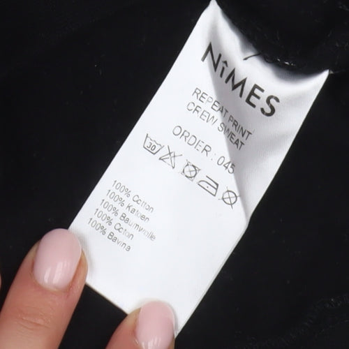 Nimes Men's Black Pullover Sweatshirt, Size S, Graphic Print