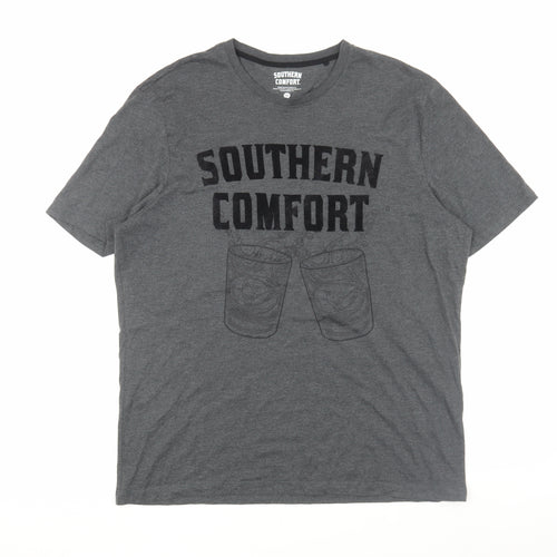 Southern Comfort Mens Grey Graphic Print XL T-Shirt