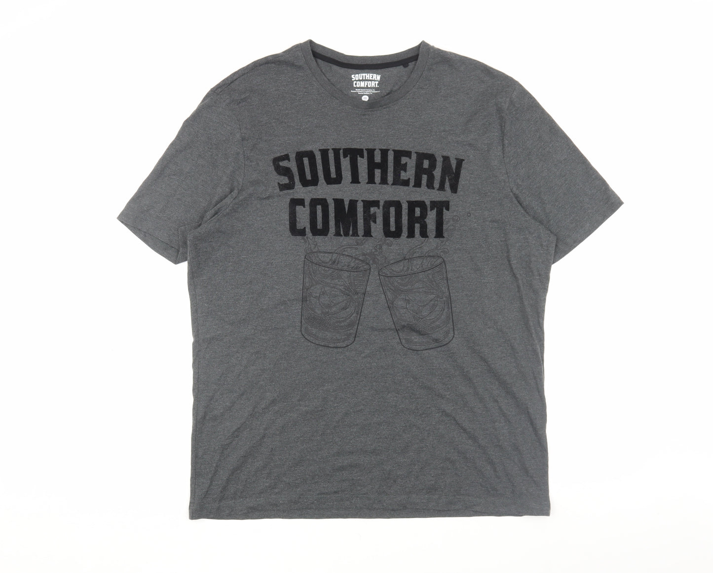 Southern Comfort Mens Grey Graphic Print XL T-Shirt